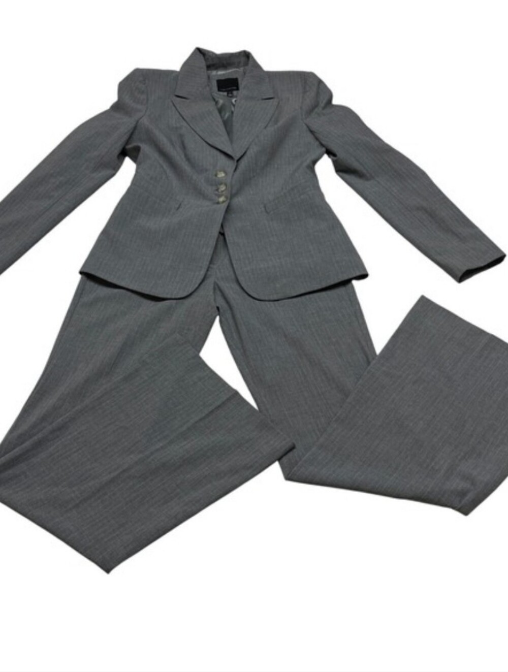 Womens Pant Suit 6/4 Gray Pinstripe Drew Fit Flare Office Career